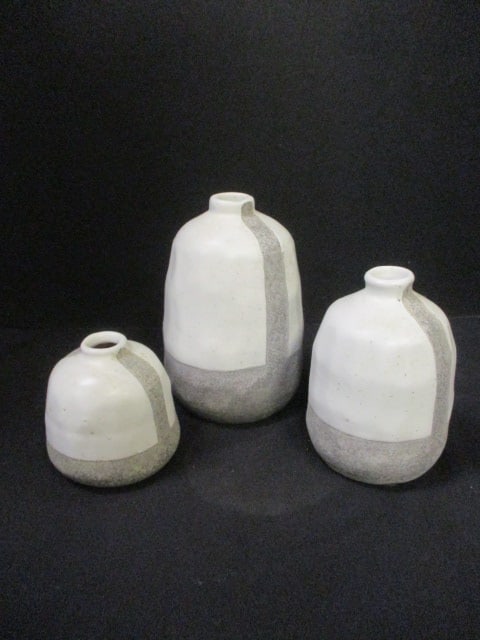 3 Piece Tiered Pottery Jar Vases (1 of 4)