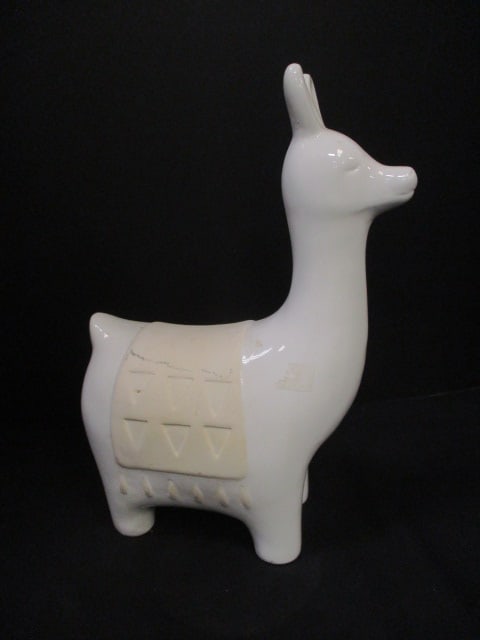 Glazed Ceramic Llama Figure: 12 3/4"h 