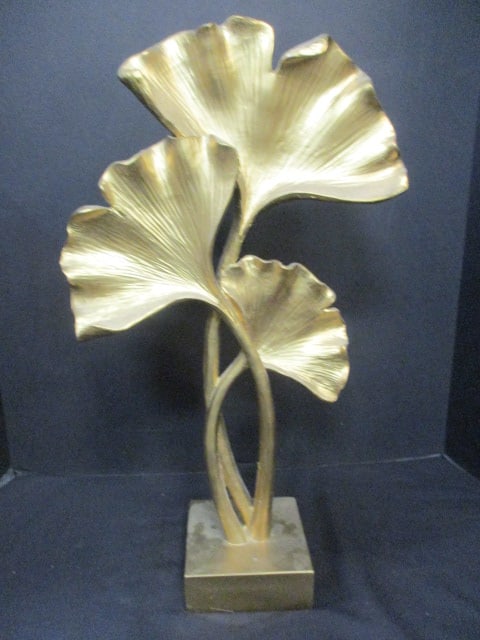 Decorative Gold Ginkgo Leaf Sculpture: 21"h 