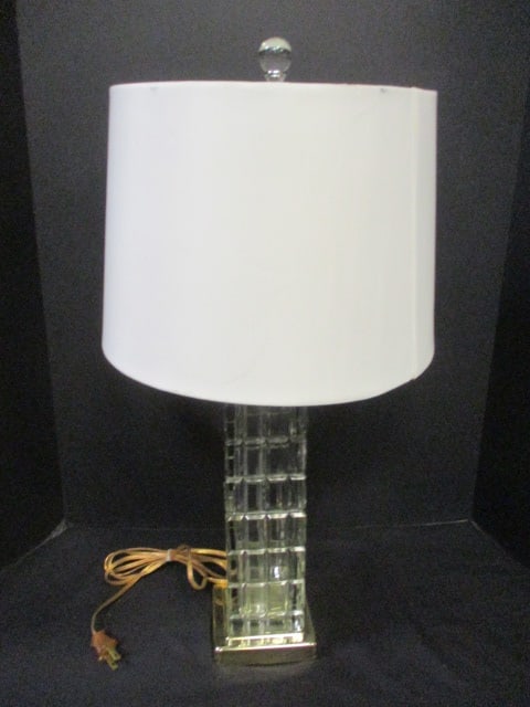 Block Glass Table Lamp with Brass Base (1 of 5)