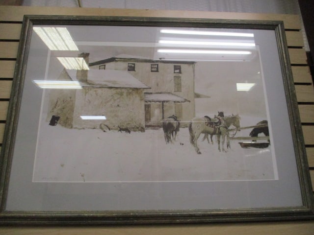 Vintage Framed and Matted "The Academy" Print by Andrew Wyeth (1 of 4)