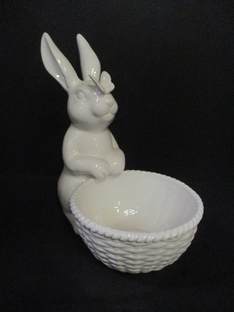 Williams Sonoma "Bunny Butterfly" Sculpture with Bowl: 10 1/4" 