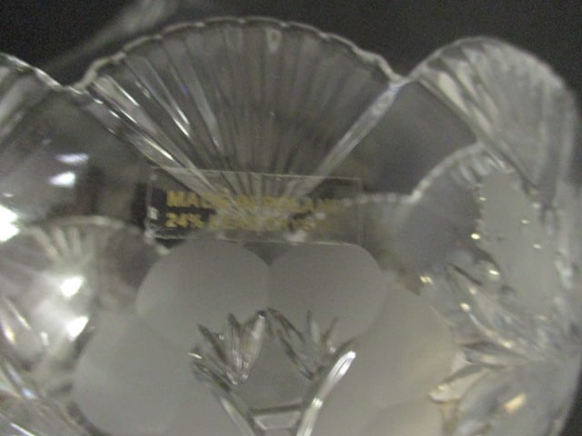 Cut-Glass Crystal Footed Bowl, Crystal Basket Dish and Crystal Handle - 10