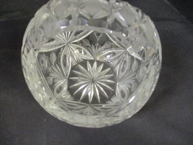 Cut-Glass Crystal Footed Bowl, Crystal Basket Dish and Crystal Handle - 3