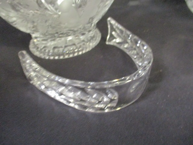 Cut-Glass Crystal Footed Bowl, Crystal Basket Dish and Crystal Handle - 6