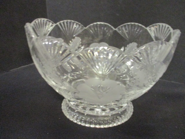 Cut-Glass Crystal Footed Bowl, Crystal Basket Dish and Crystal Handle - 7
