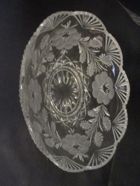 Cut-Glass Crystal Footed Bowl, Crystal Basket Dish and Crystal Handle - 8