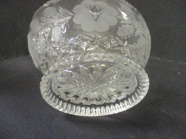 Cut-Glass Crystal Footed Bowl, Crystal Basket Dish and Crystal Handle - 9