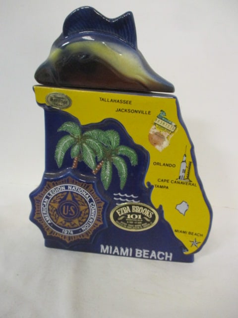 Vintage Ezra Brooks "1974 American Legion National Convention" Florida Decanter: 10" 