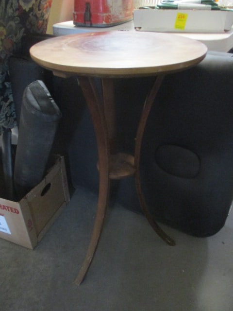 Round 3-Leg Wood Side Table: 16 1/2" x 30", some nicks and marks 