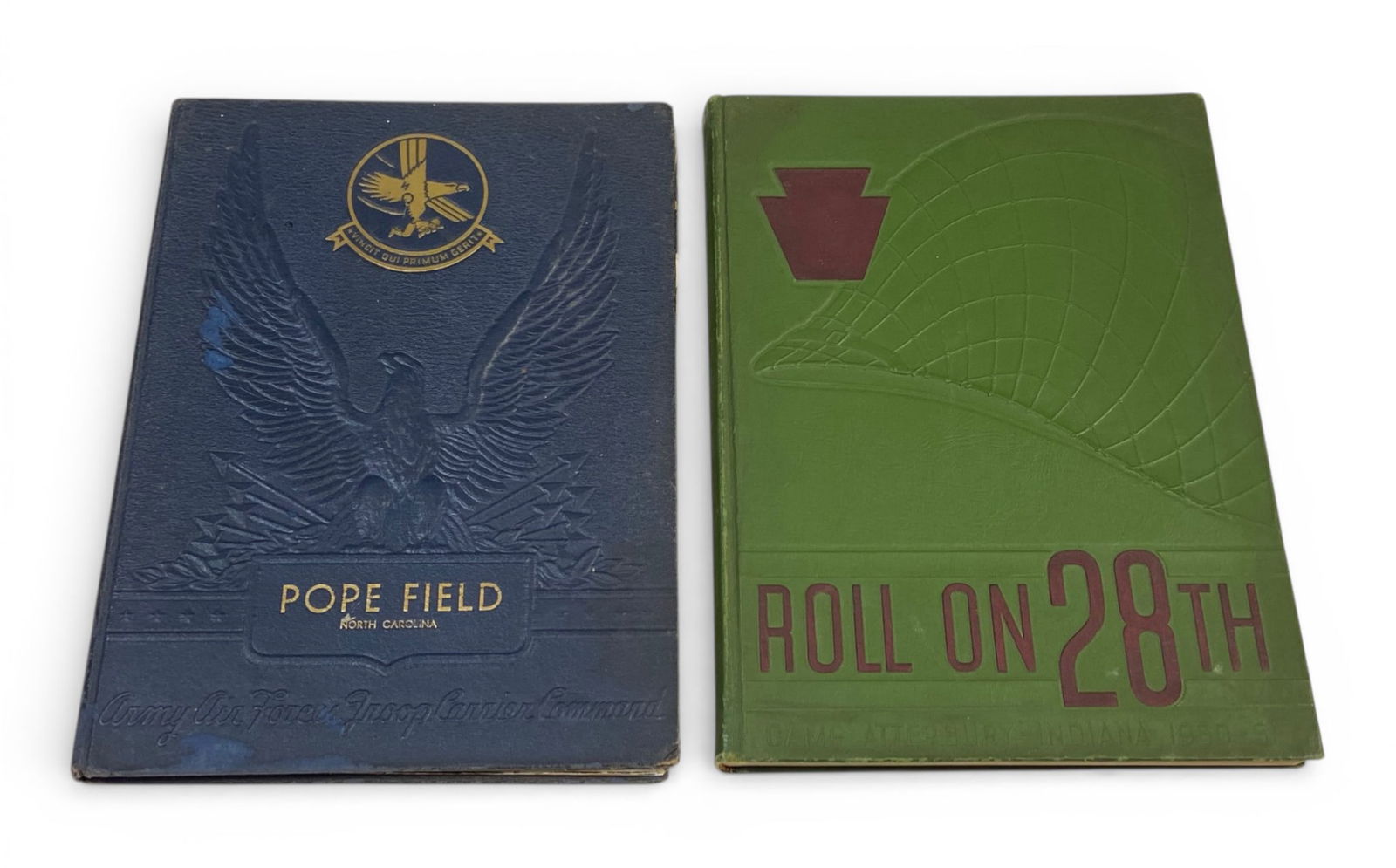 (2) Collectible Vintage Army Pictorial and History Books: See photos for more information and conditions | (1) Army Air Forces Troop Carrier Command, Pope Field, North Carolina - in decent, solid condition, with some signs of cover tarnishing and tape