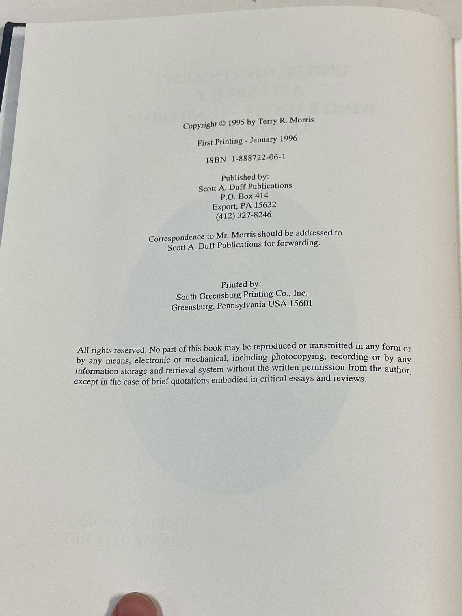 US Army Air Service Wing Badges - Uniforms and Insignia 1913-1918 by Terry R. Morris - 1st Printing - 5