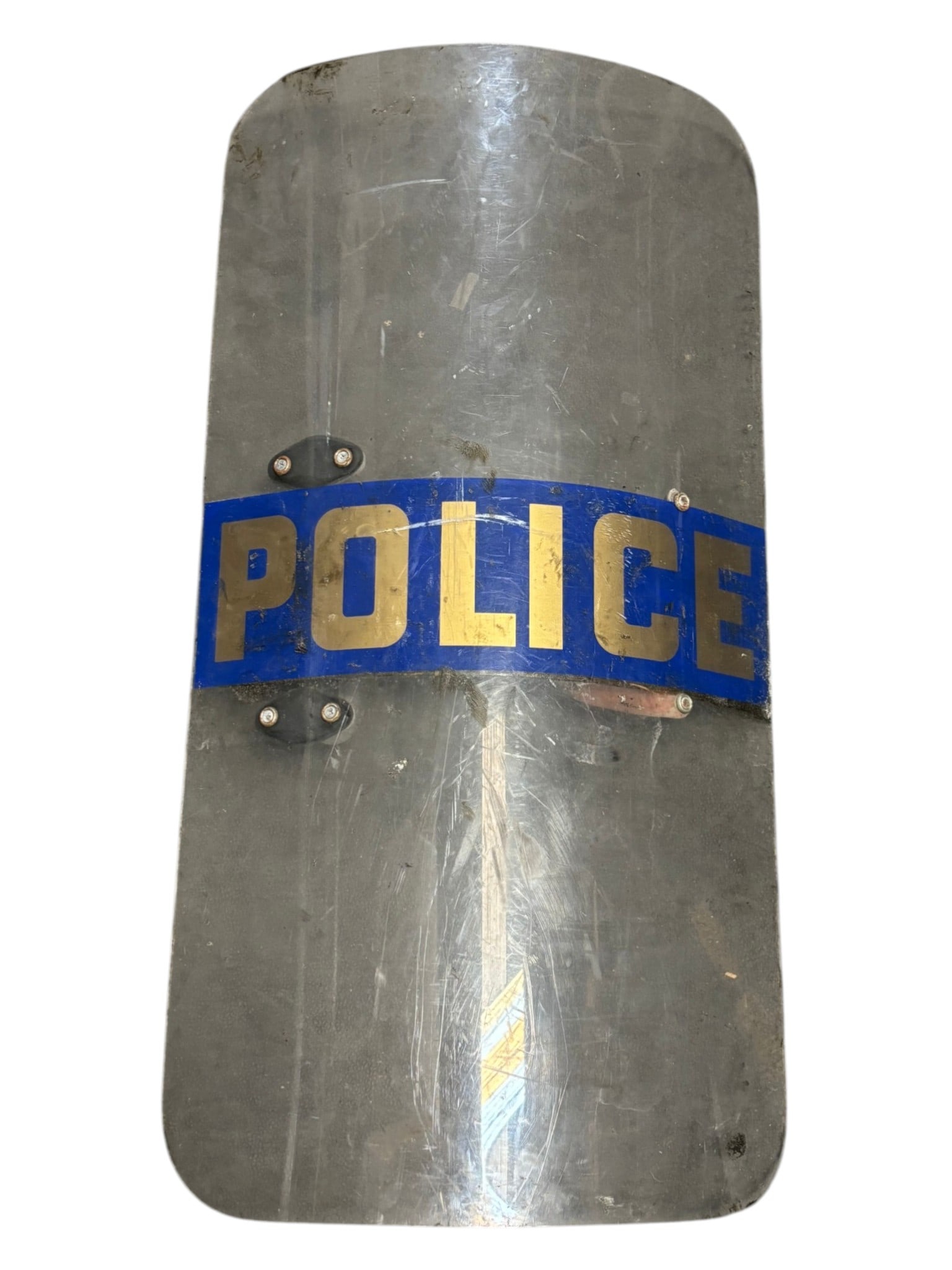 Full-Size Original Vintage Police Riot Shield with Handles: 18"x36" | No Foam Arm Rest, Metal Grip. | See Photos for Rest of Condition 
