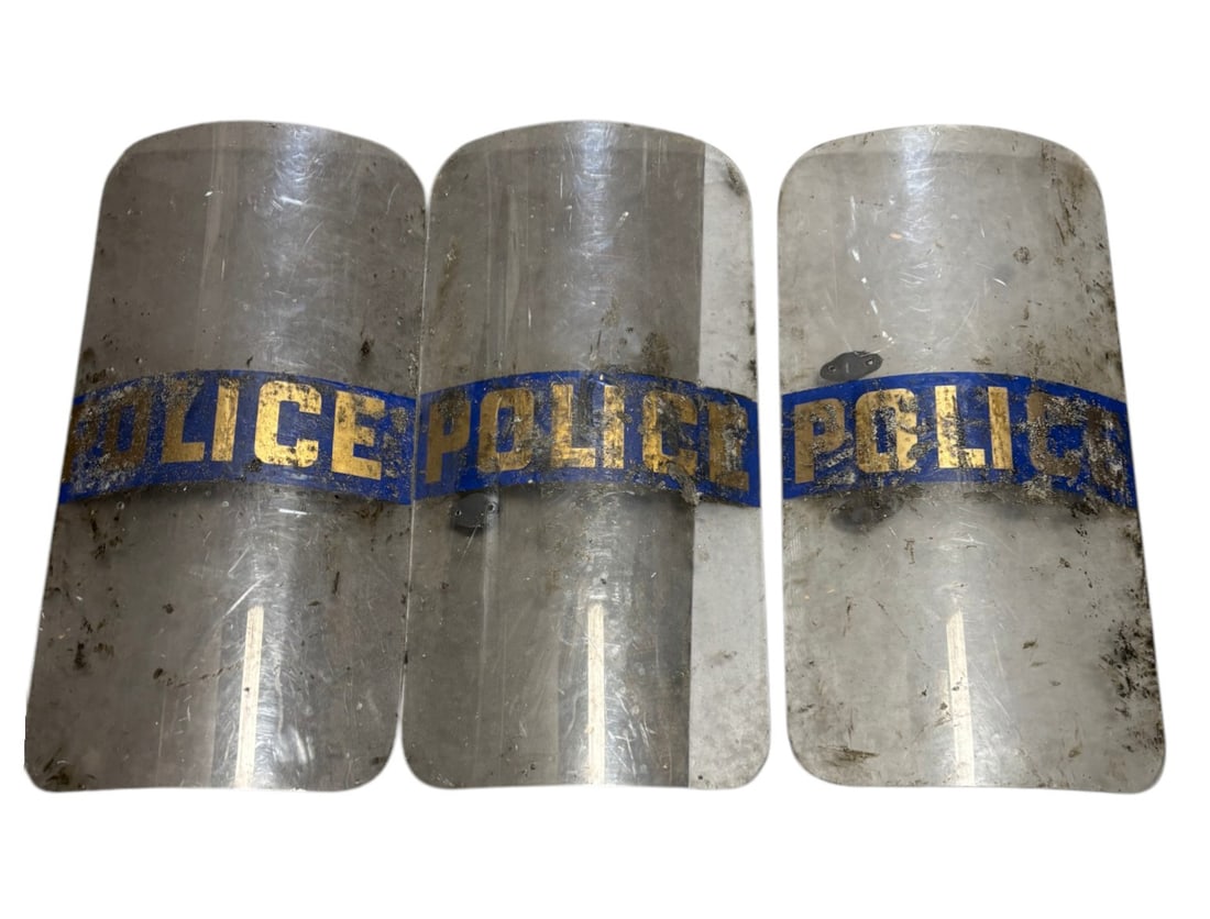 (3) Full-Size Original Vintage Police Riot Shields without Handles: 18"x36" | See Photos for Condition 