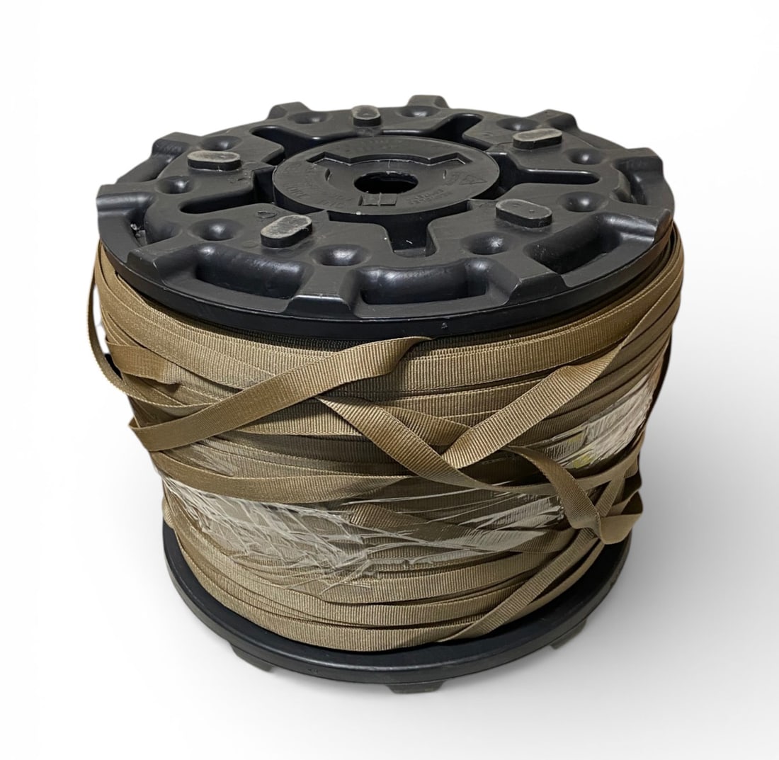 Spoil of Military Strapping and Fastener 1/4" 27.2lbs: This strapping is used to make carry handles on bags, pouches, and such. Various uses due to its strong haracter. 