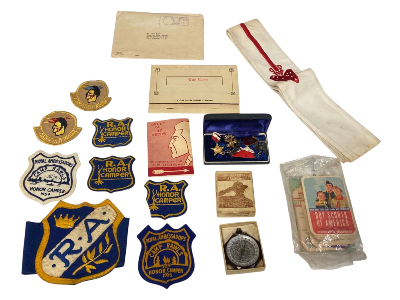 Lot of Vintage Boyscout Awards and Items: Patches, Compass in Box, Medals, Pins, Paper Items, and More | See Photos 