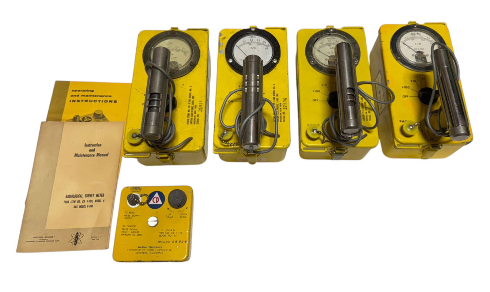 (4) OCDM V-700 Model NO. 6 Radiological Servey Meters and (1) Dosimeter Charger: See Photos. Untested. 