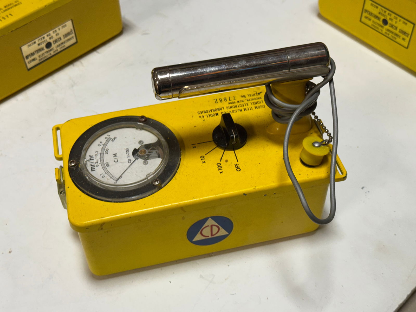 (3) OCDM V-700 Model NO. 6B Radiological Servey Meters and (1) Dosimeter Charger - 11