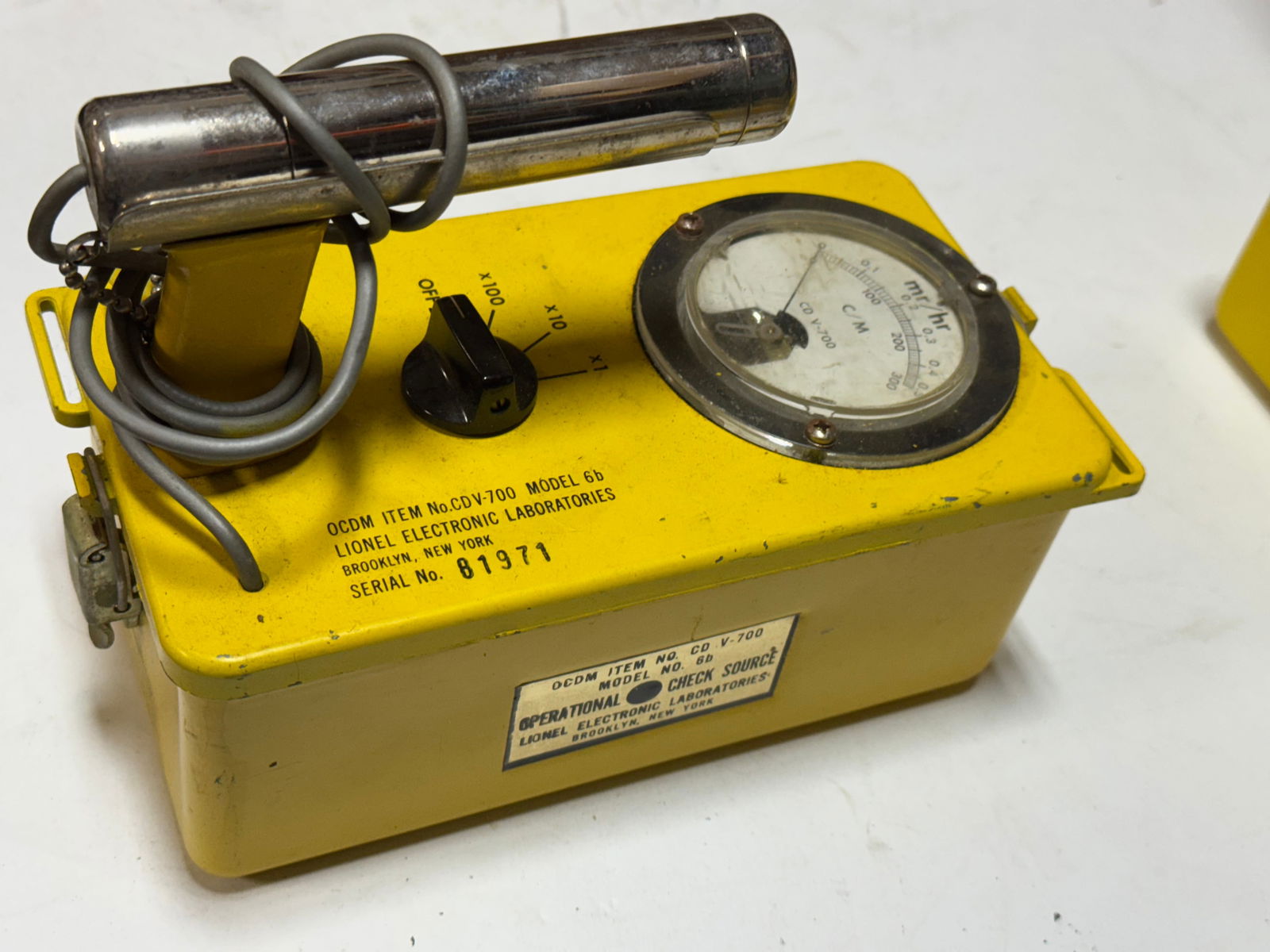 (3) OCDM V-700 Model NO. 6B Radiological Servey Meters and (1) Dosimeter Charger - 15