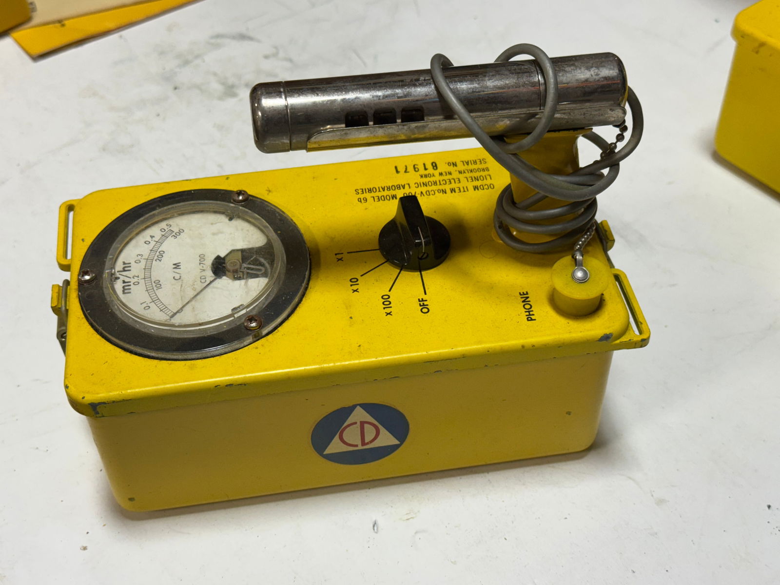 (3) OCDM V-700 Model NO. 6B Radiological Servey Meters and (1) Dosimeter Charger - 16