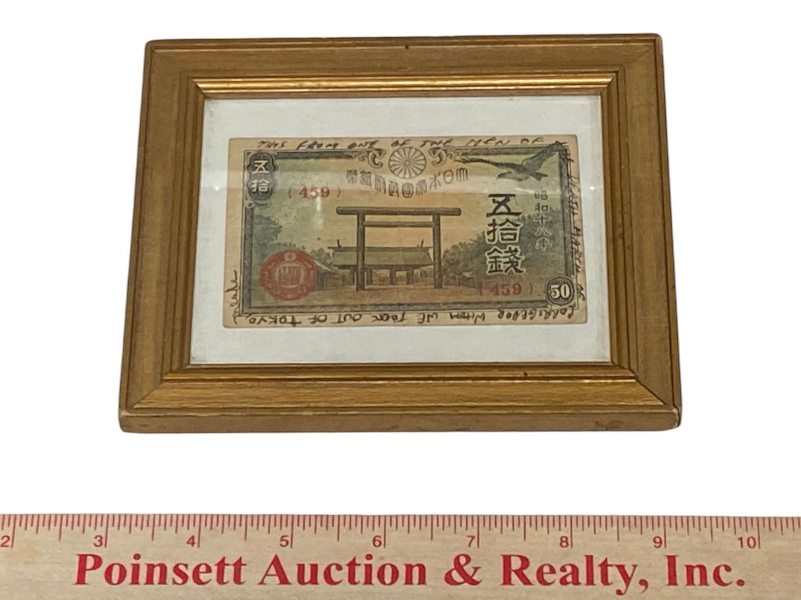 1940s Death March Imperial Japan 50 Sen Banknote with Writing From US Soldier (See Comments) - 2