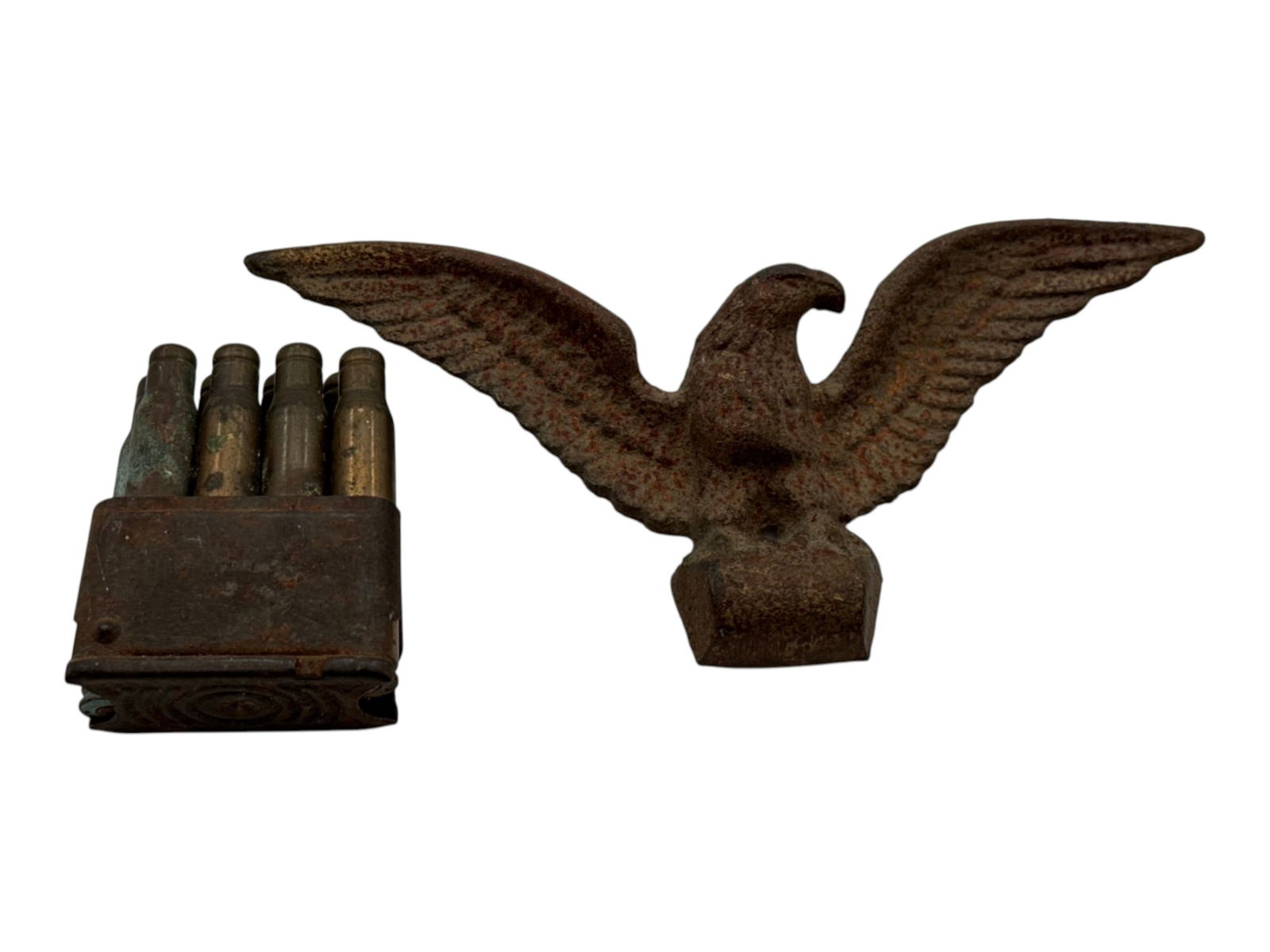 Cast Iron Wall Plaque Eagle and M1 Garand Enbloc with Fired Blanks: See Photos