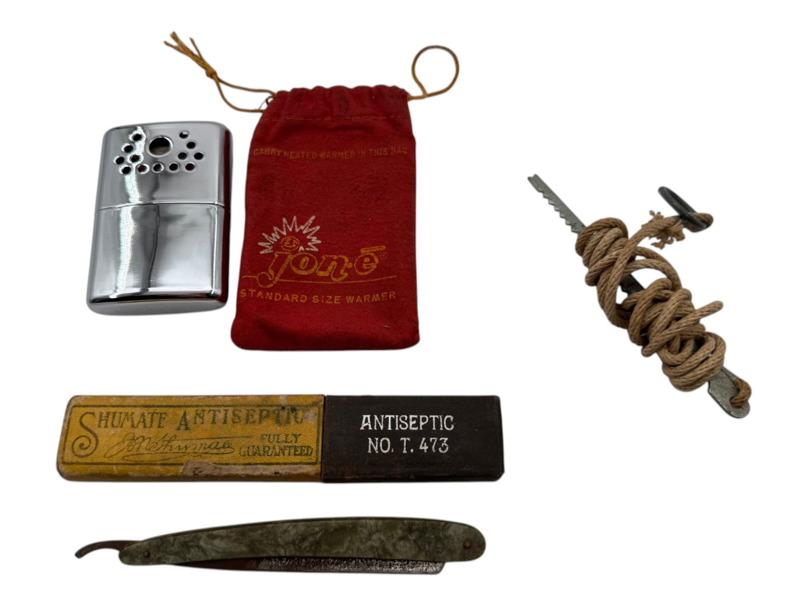 Vintage Hand Saw, Shumate Razor, and Jone-E Lighter with Case: See Photos