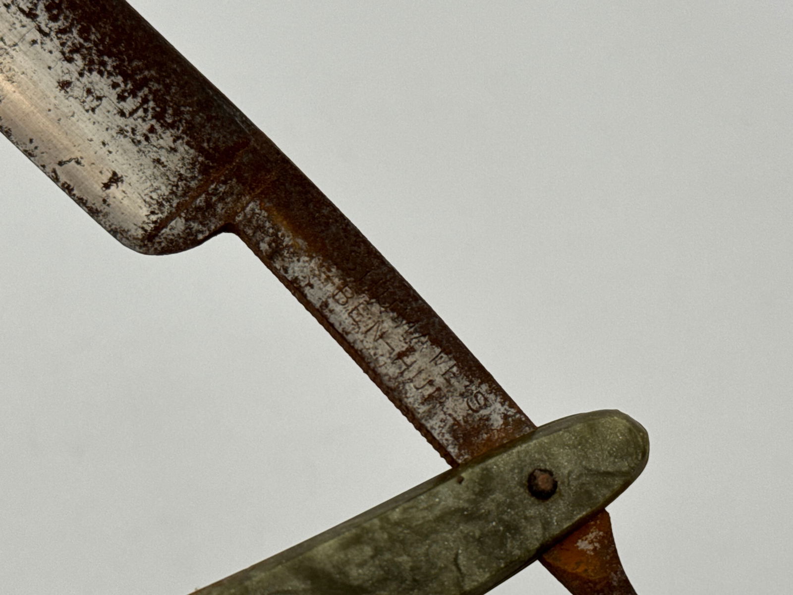 Vintage Hand Saw, Shumate Razor, and Jone-E Lighter with Case - 7