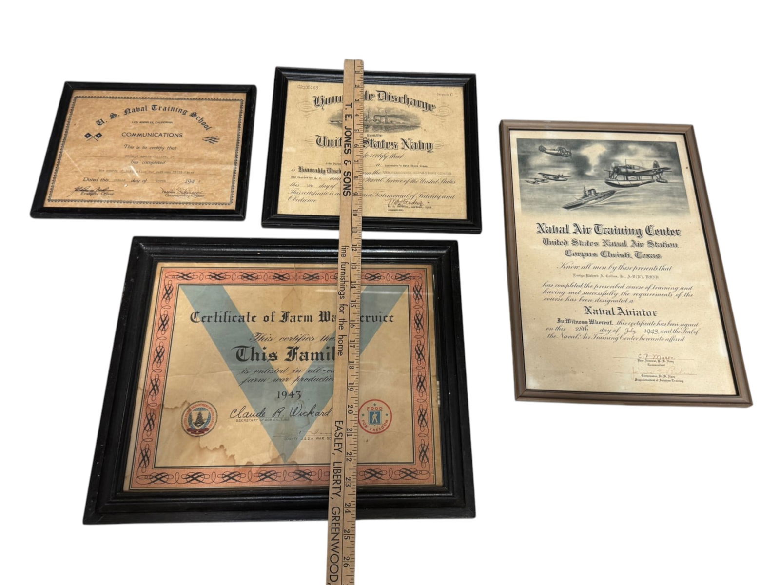 Lot of (4) Framed Awards and Discharge - 2