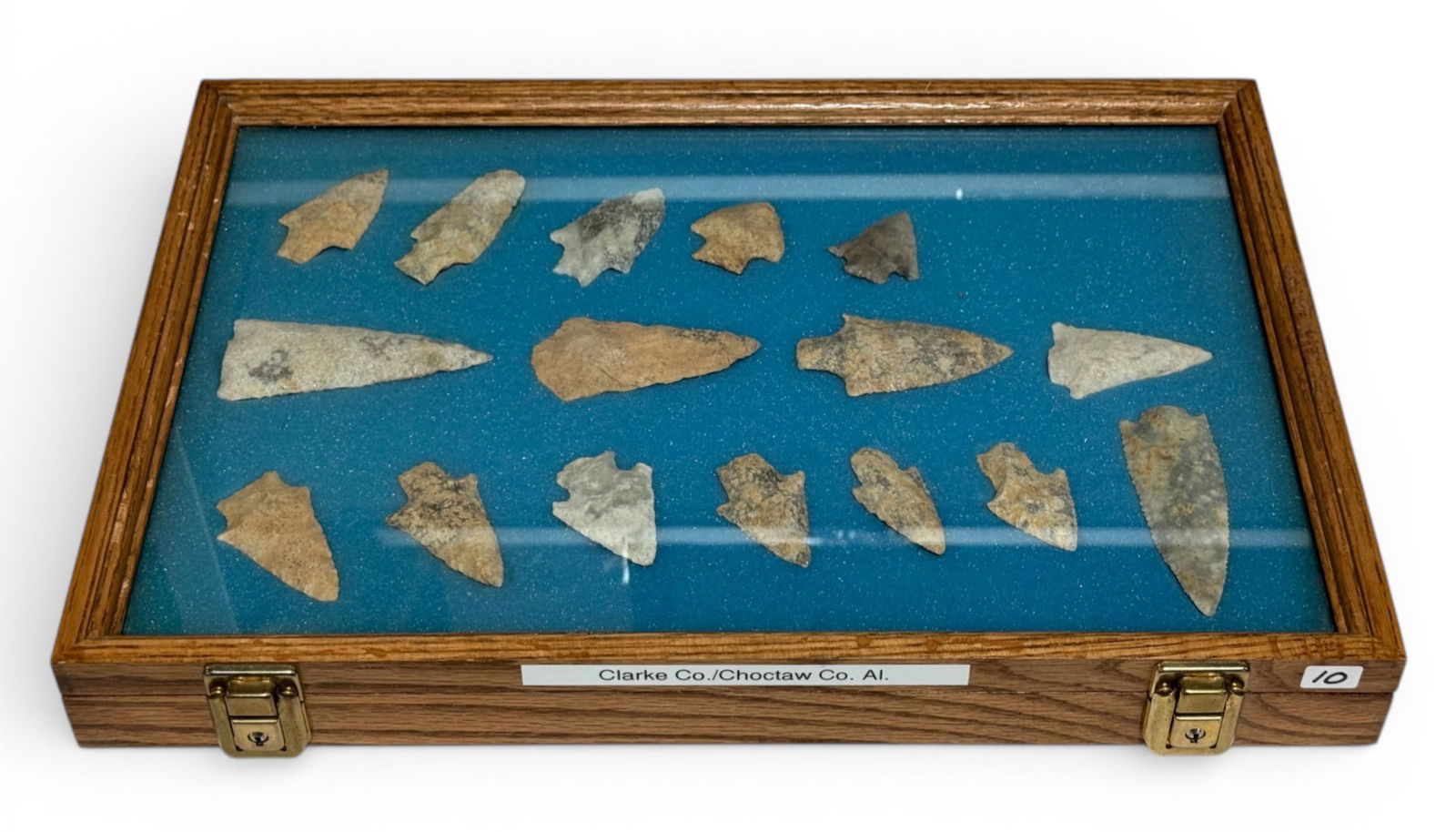16pc. Curated Ancient Native American Tallahatta Quartzite Projectile Point Display from S. Alabama (1 of 11)