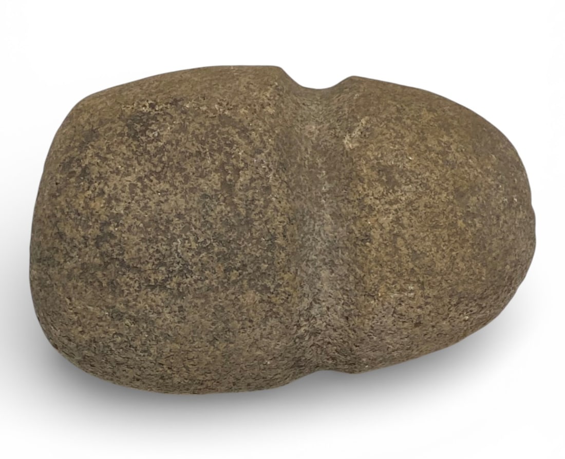 Native American Artifact Full Grooved Hammer Granite Stone - 3