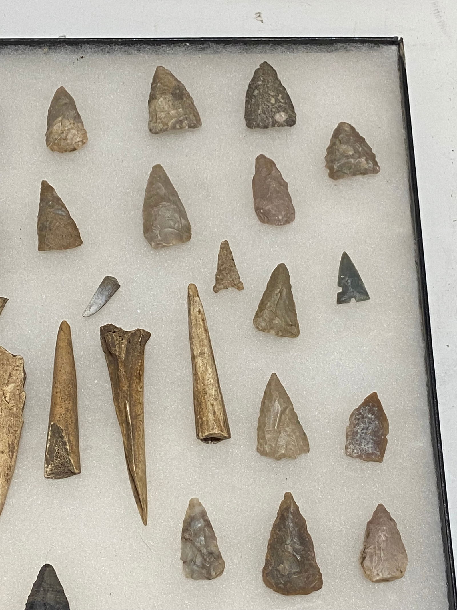 Large Collection of Native American Artifact Spear Points, Arrowheads, Knives and Bone in Riker C... - 5