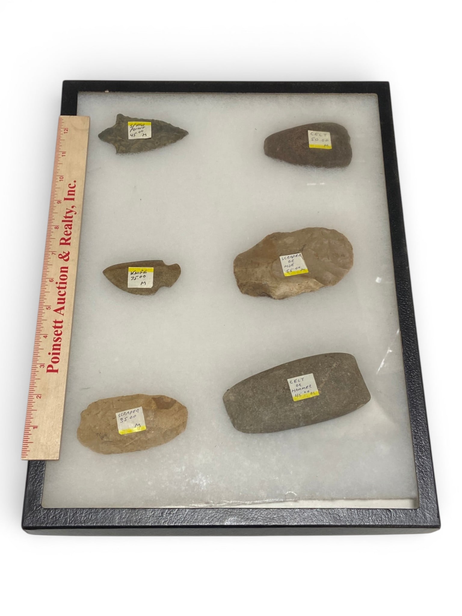 Collection of (6) Native American Artifact Spear Points, Celts, Scrapers and Knife - 2