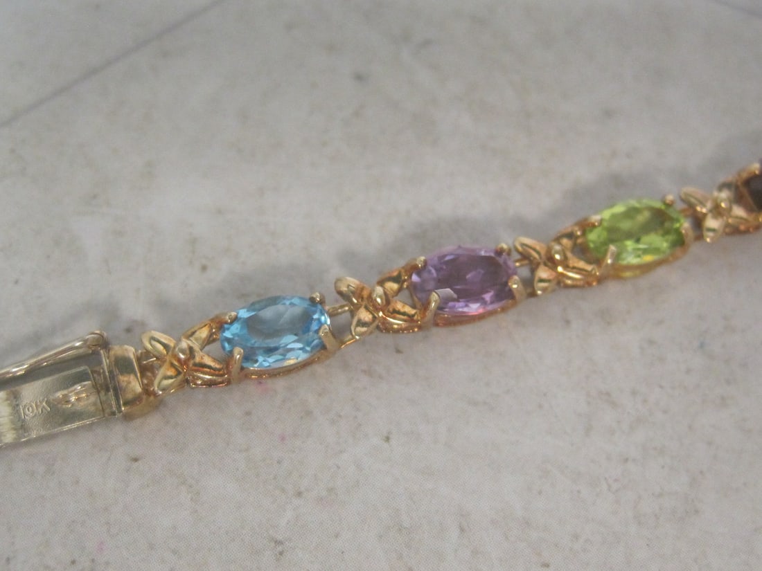 7" 10k Gold Multi Gemstone Bracelet - 2