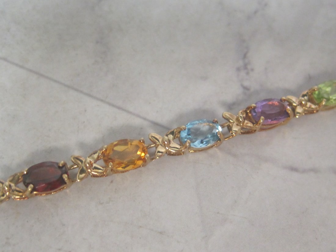 7" 10k Gold Multi Gemstone Bracelet - 3
