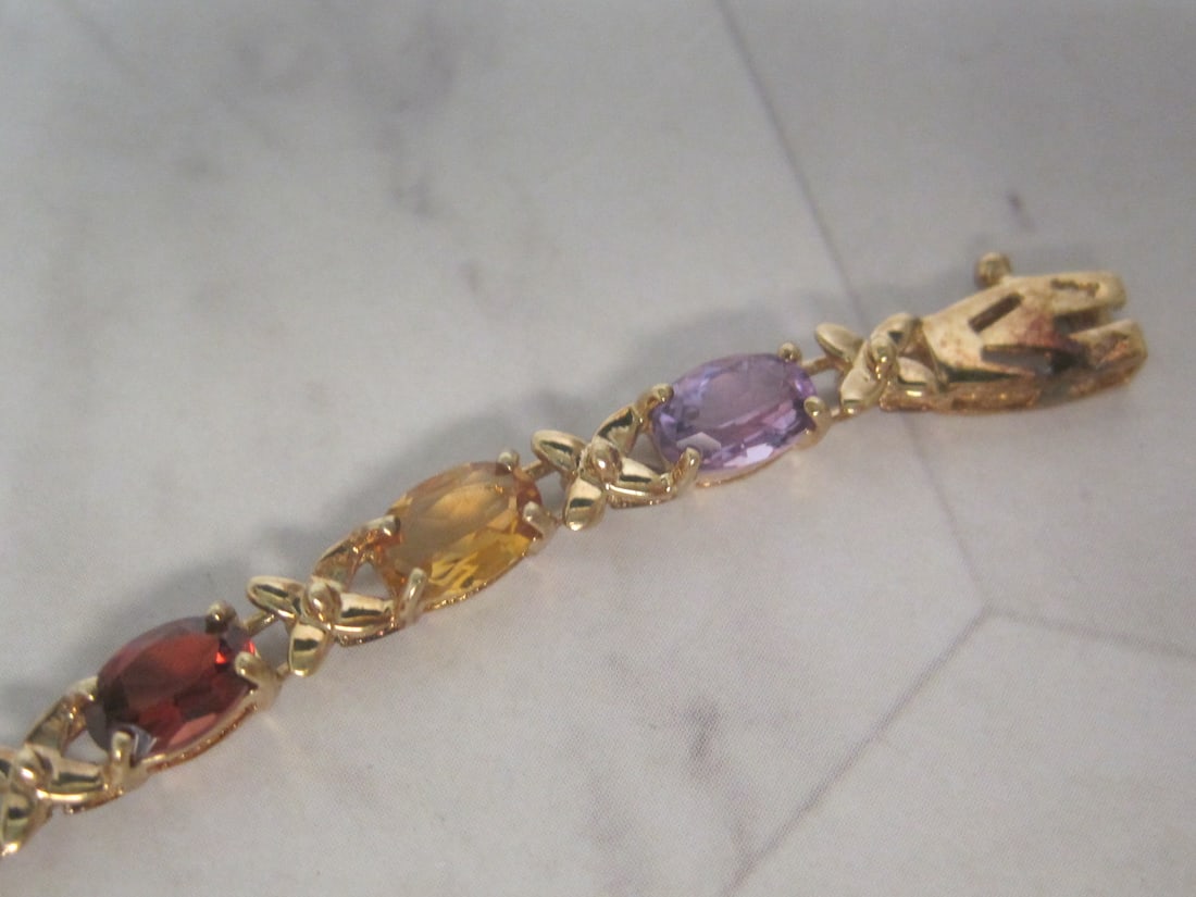 7" 10k Gold Multi Gemstone Bracelet - 5