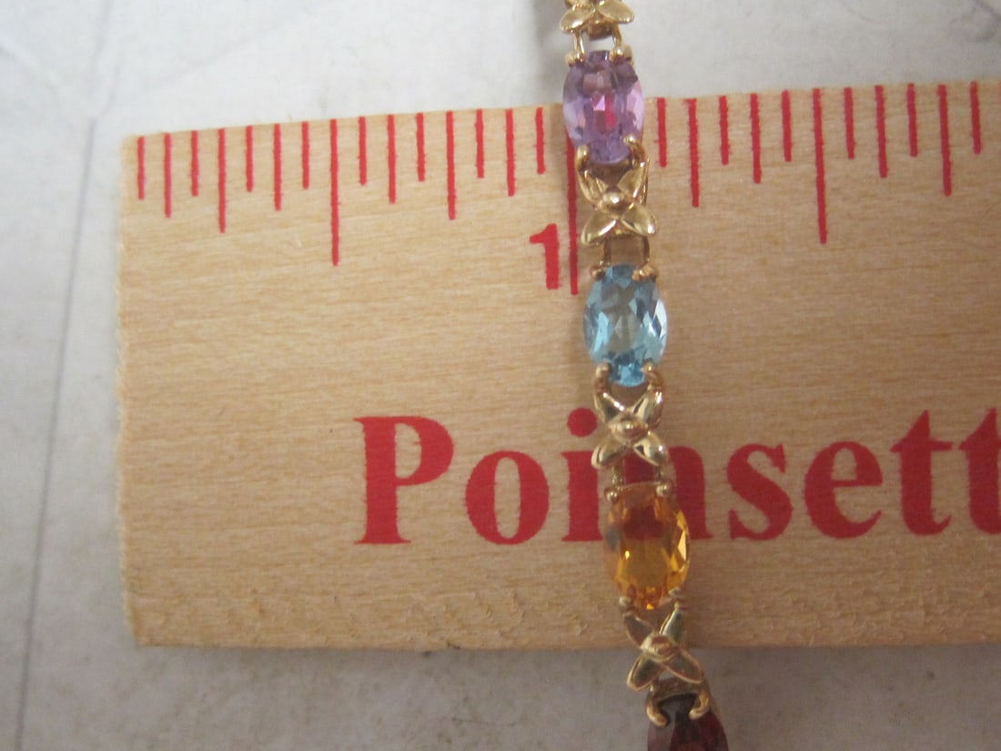 7" 10k Gold Multi Gemstone Bracelet - 6