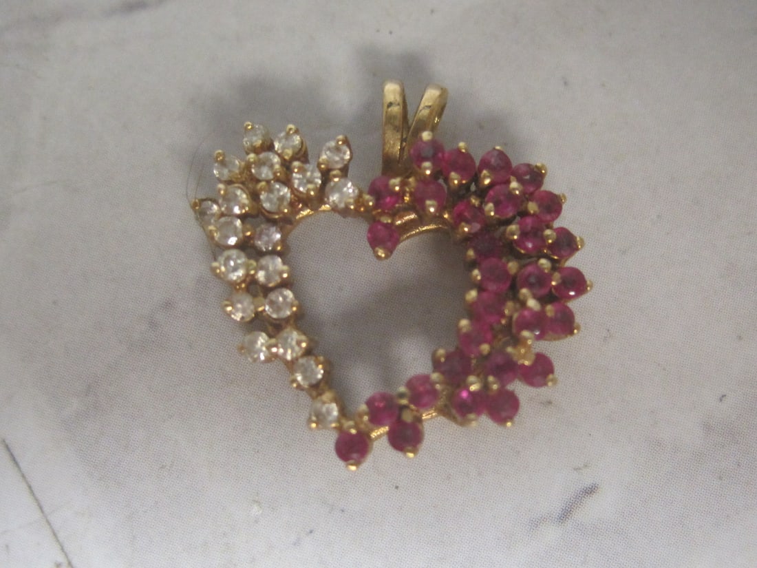 14k Gold Ruby & Diamond Heart Pendant (1 of 2)