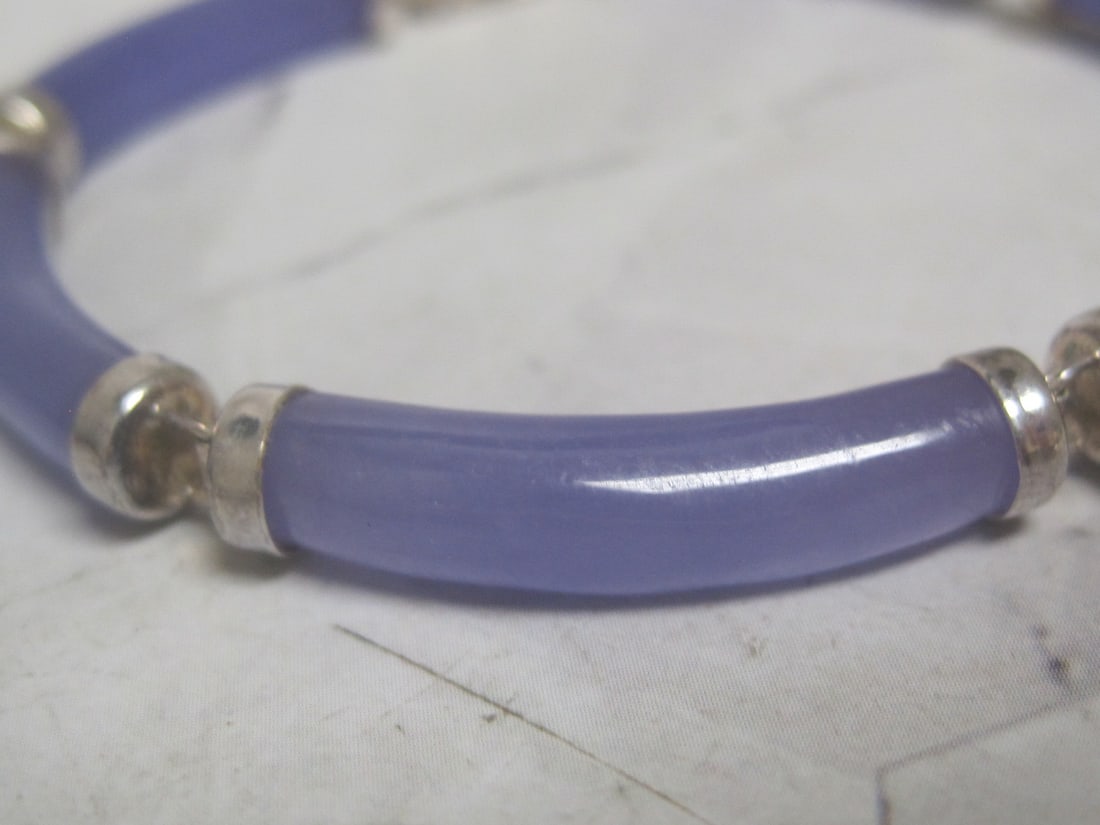 7 1/4" Sterling Silver Lavender Jade Bracelet - 2