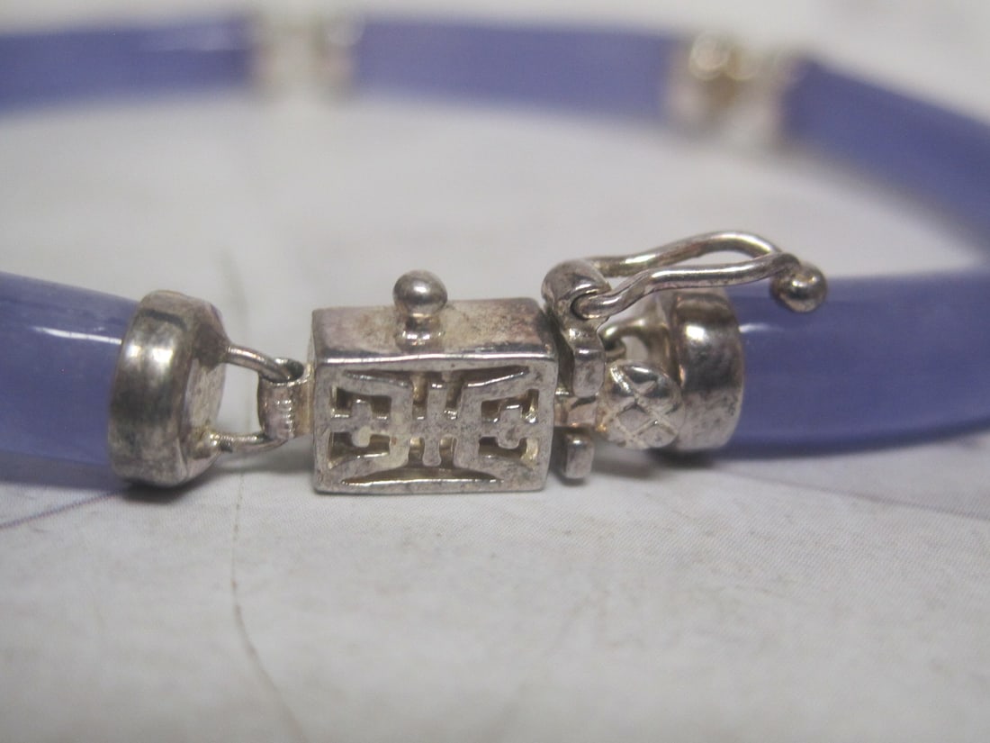 7 1/4" Sterling Silver Lavender Jade Bracelet - 3