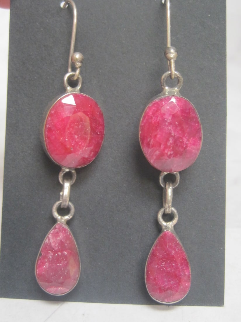 Sterling Silver & Ruby Earrings (1 of 4)