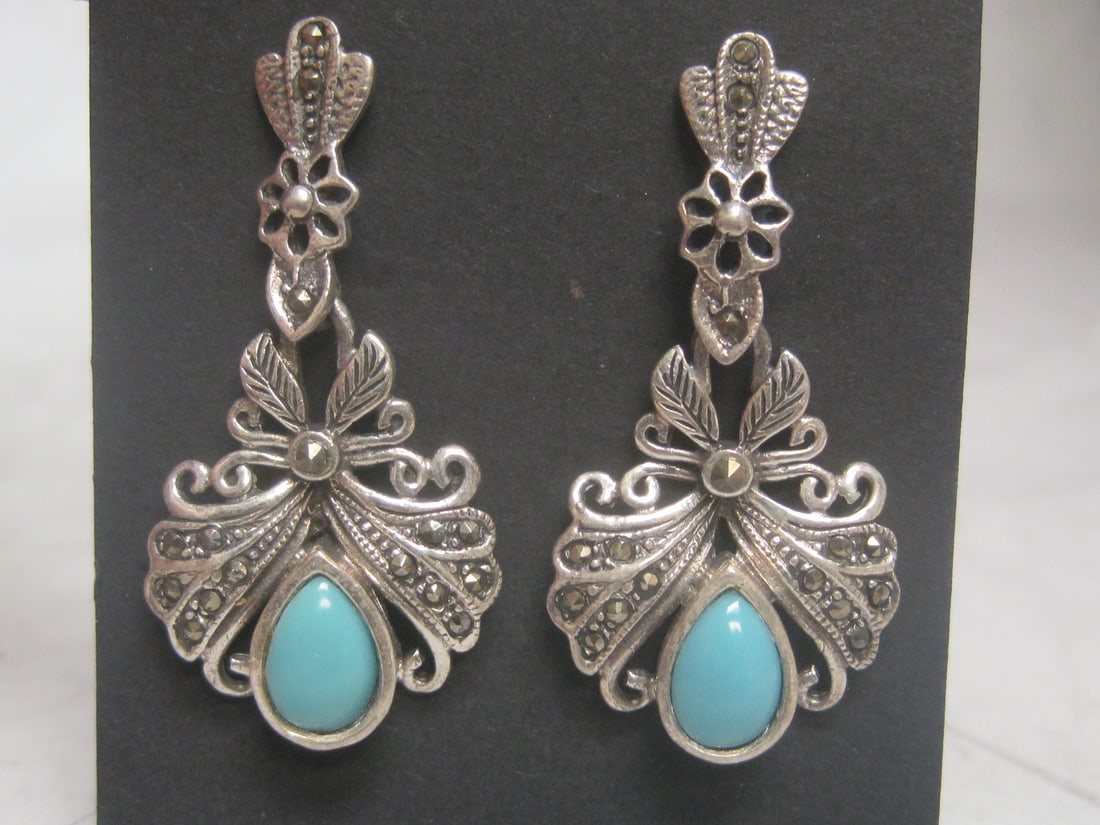 Sterling Silver & Turquoise Pierced Earrings (1 of 4)