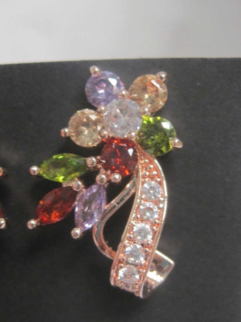 Multi Gem Pierced Earrings - 2