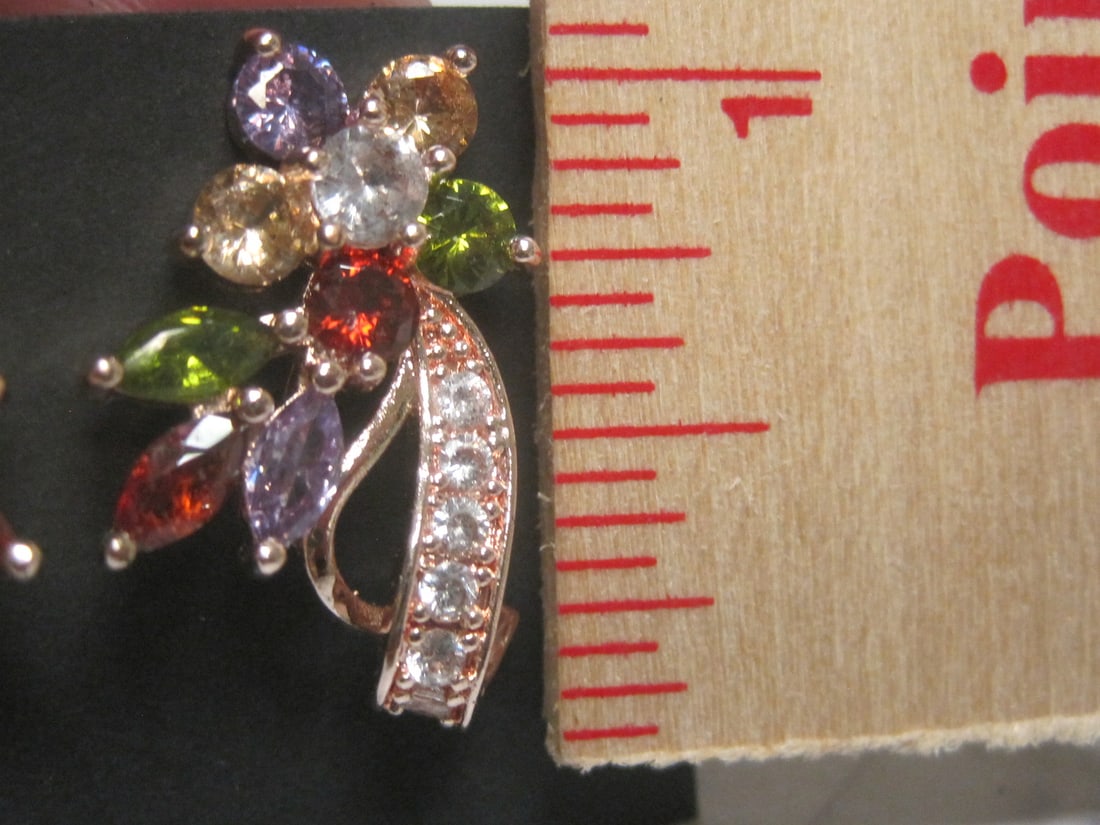Multi Gem Pierced Earrings - 3