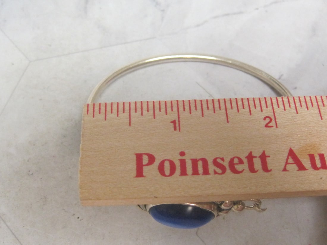 Sterling Silver Blue Cat's Eye Bracelet - 6