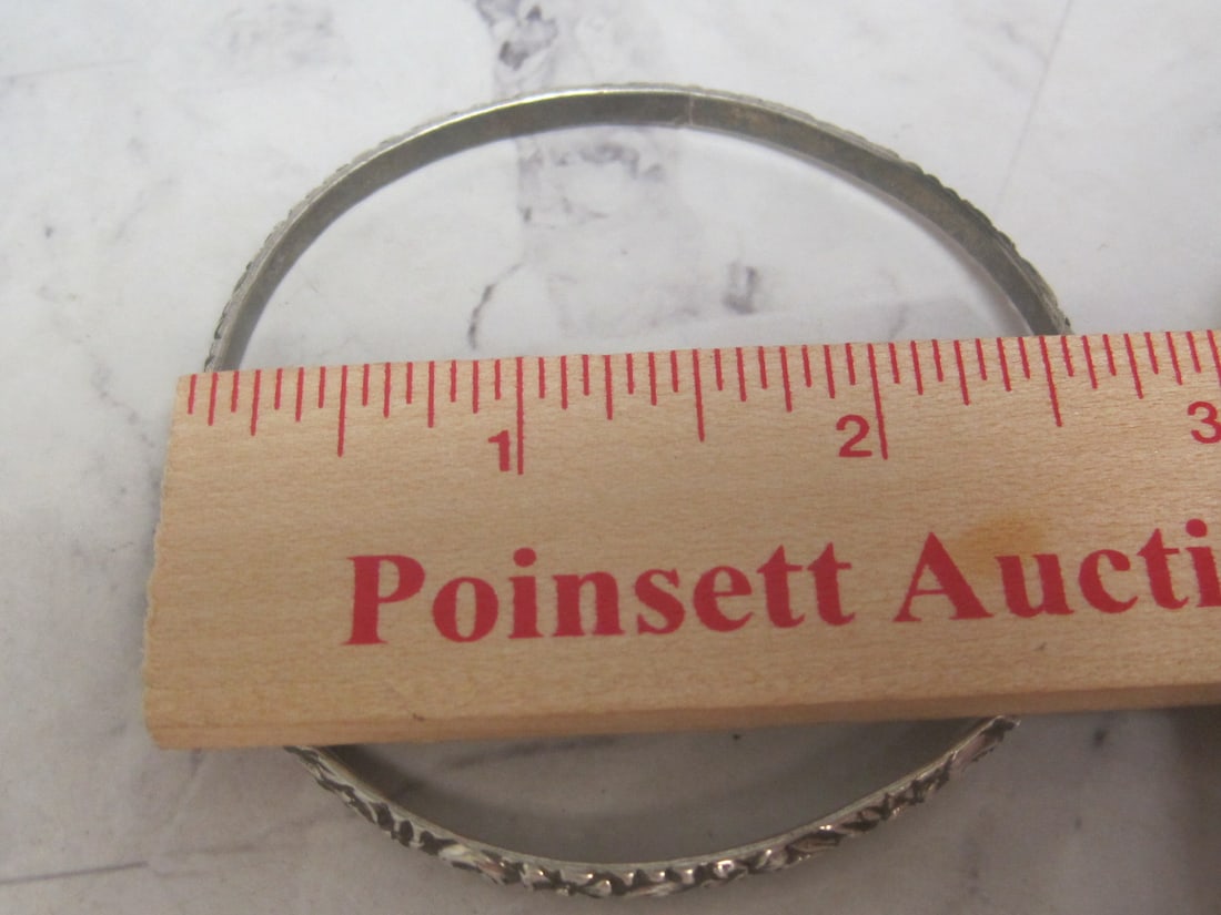 Lot of 3 Antique Sterling Silver Bangle Bracelets - 3