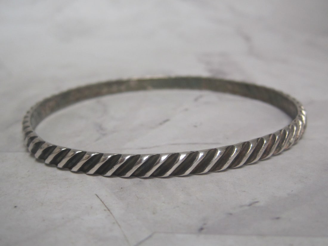 Lot of 3 Antique Sterling Silver Bangle Bracelets - 4