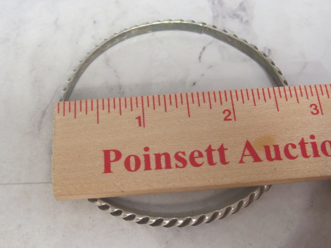 Lot of 3 Antique Sterling Silver Bangle Bracelets - 5