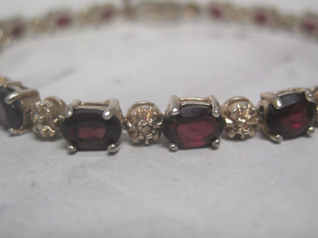 7" Sterling Silver & Garnet Bracelet - 2