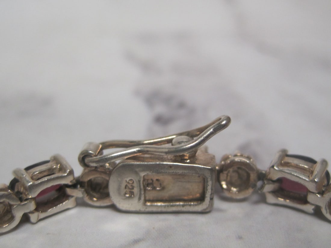 7" Sterling Silver & Garnet Bracelet - 4